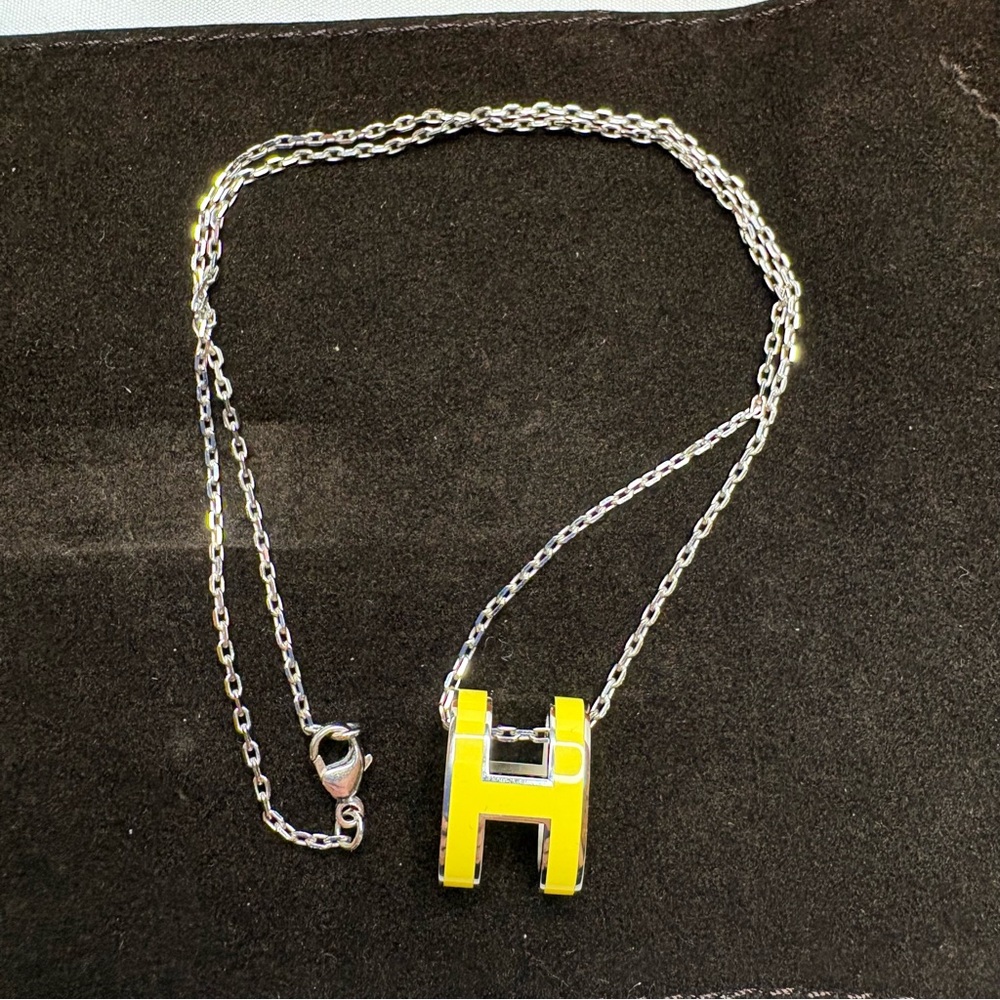 Hermès Pop H Necklace Yellow Palladium (Regular size Not Mini) NIB Silver tone - Picture 8 of 12